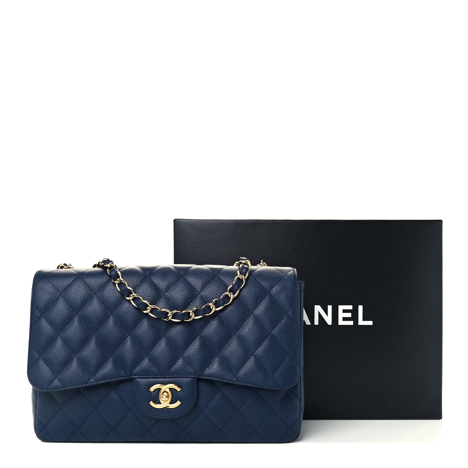 Chanel Caviar Quilted Jumbo Single Flap Navy 12 of 12