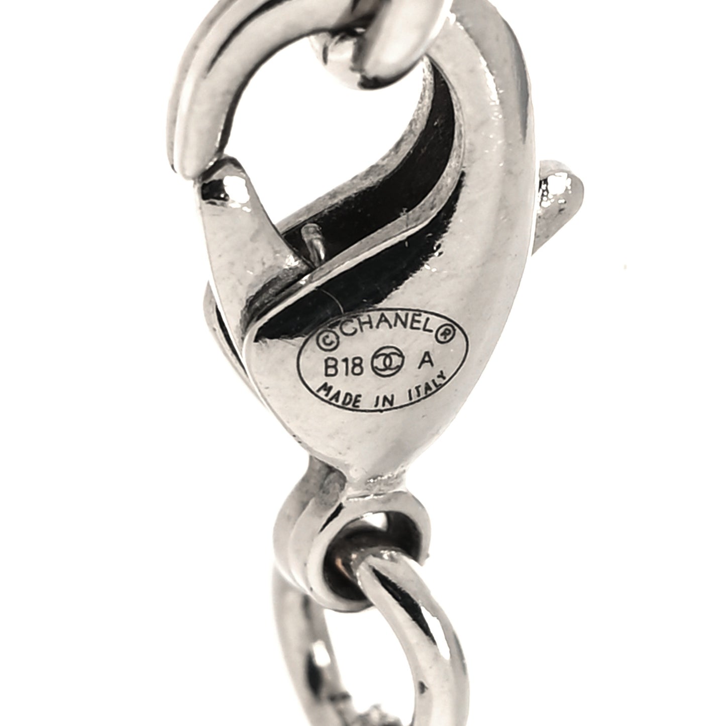 Crystal Pearl CC Bow Anchor Necklace Silver