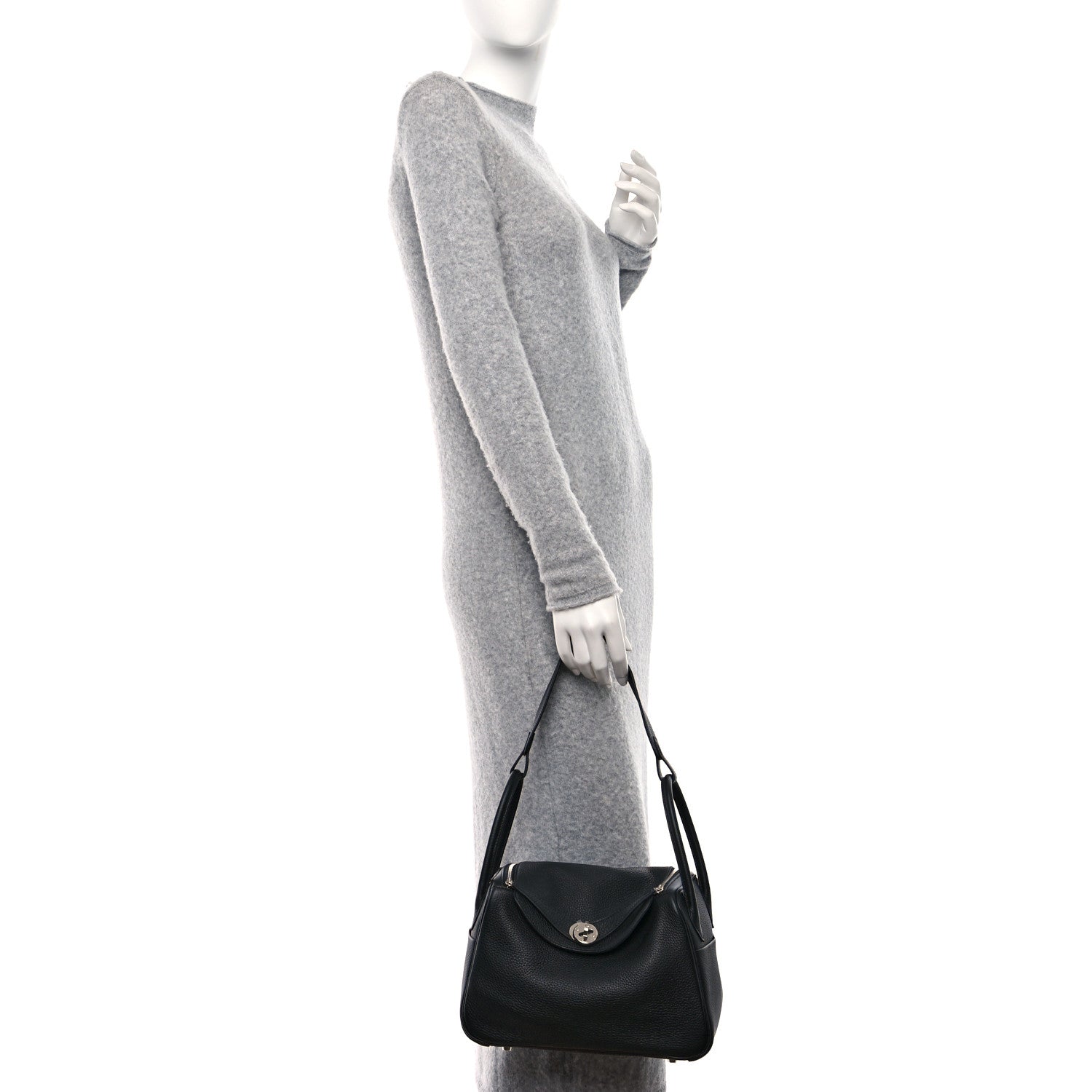 Hermes Taurillon Clemence Lindy 26 Black 2 of 10