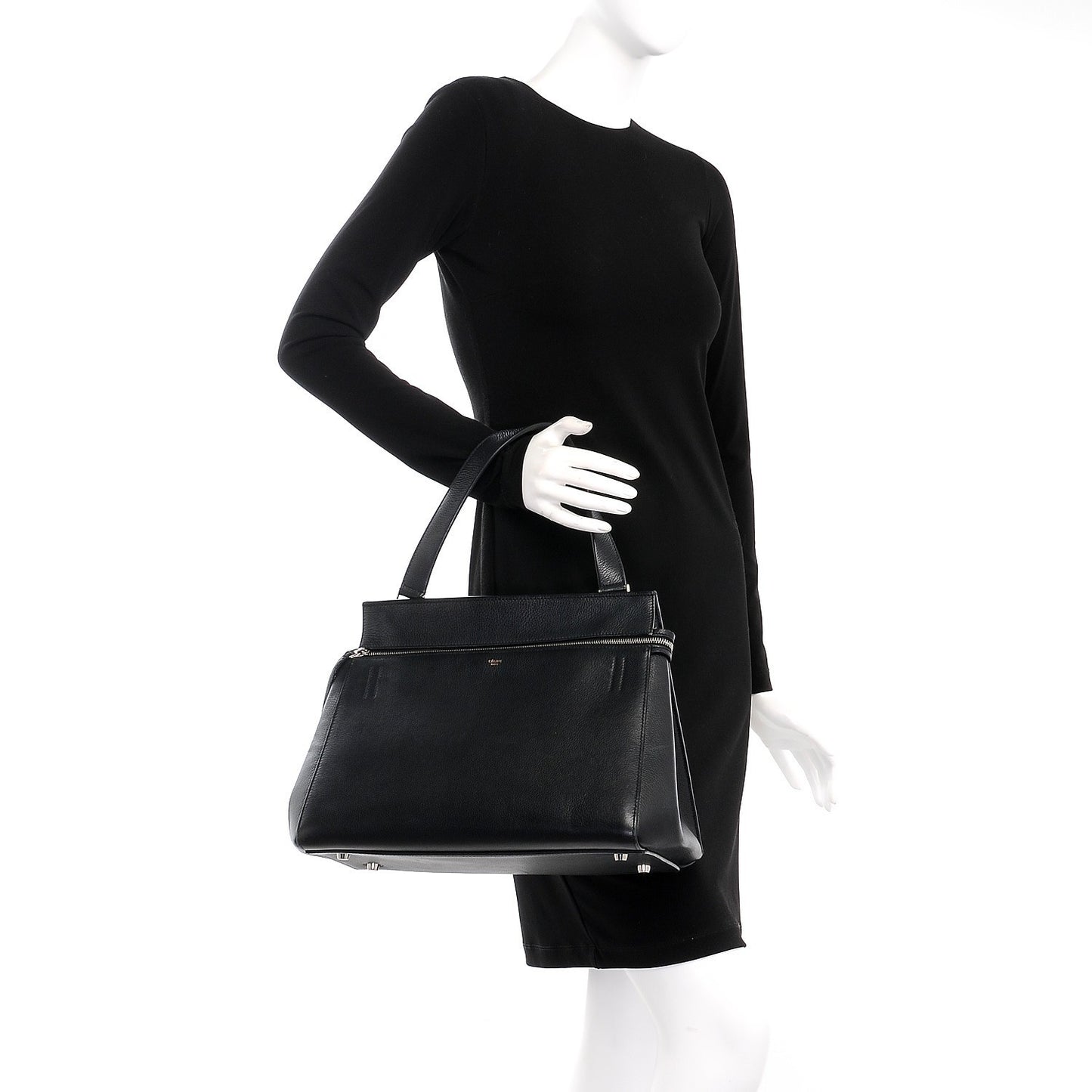 Supple Calfskin Medium Edge Shoulder Bag Black