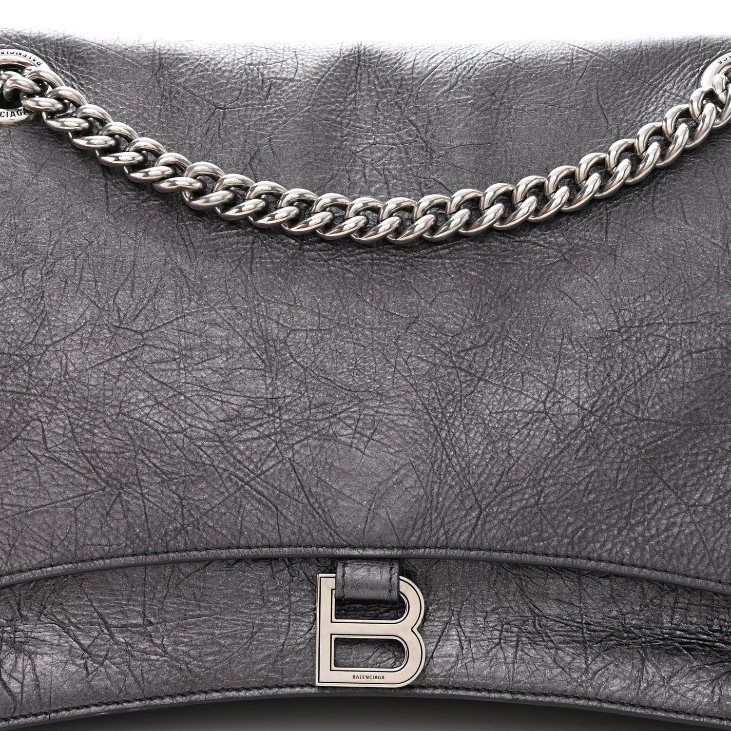 Balenciaga Metallic Crushed Calfskin Large Crush Chain Bag Steel Grey 7 of 14