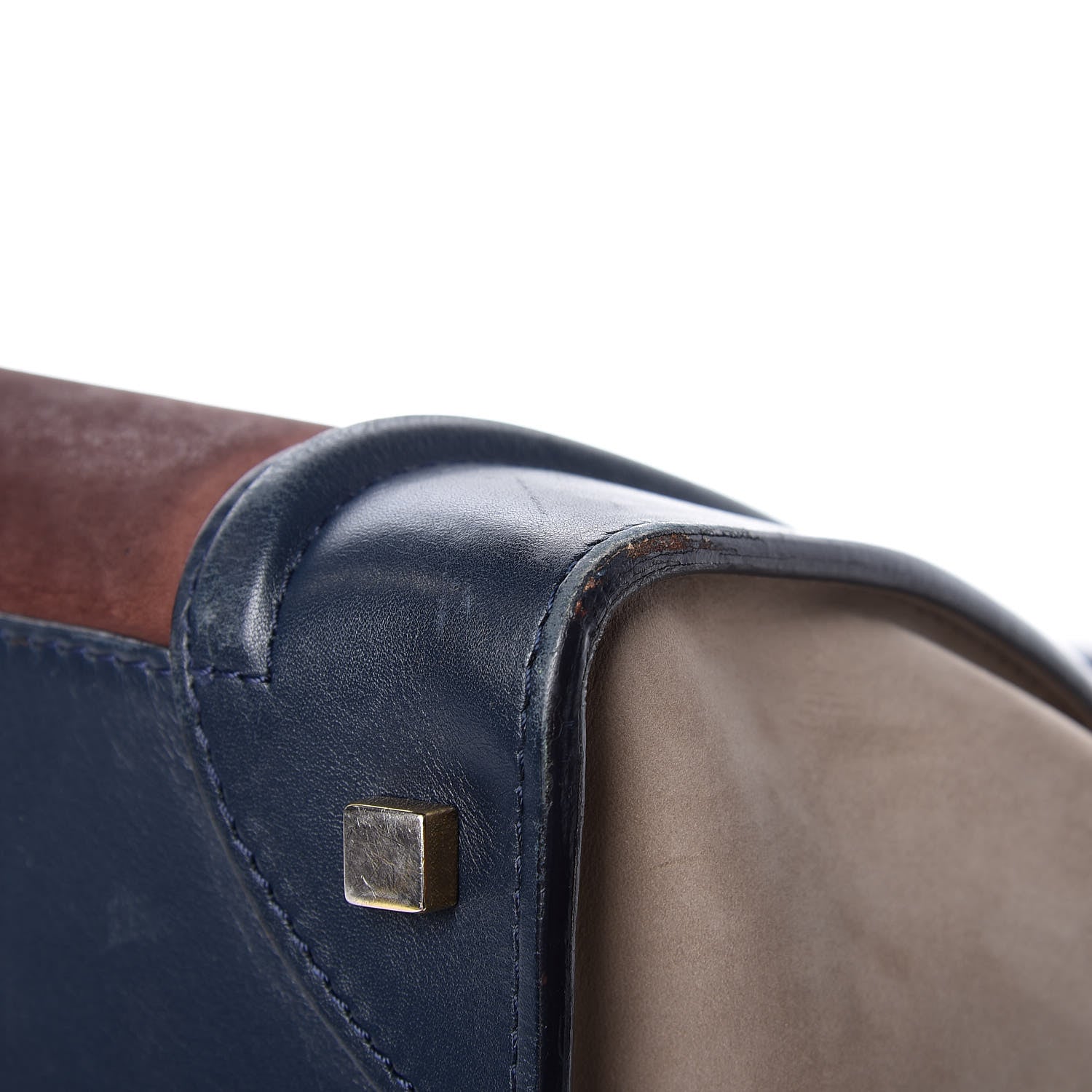 Celine Nubuck Smooth Calfskin Mini Tri-Color Luggage Marron 11 of 30
