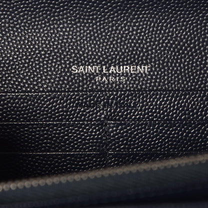 Saint Laurent Grain De Poudre Matelasse Chevron Monogram Flap Wallet Navy 5 of 8