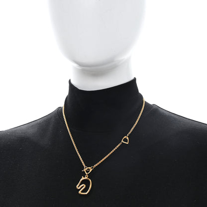 Hermes Lacquered Metal Small Tonnerre Necklace Marron Glace Gold 2 of 6
