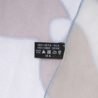 Chanel Silk Muslin Camellia Stole Blue Taupe Cream 5 of 6