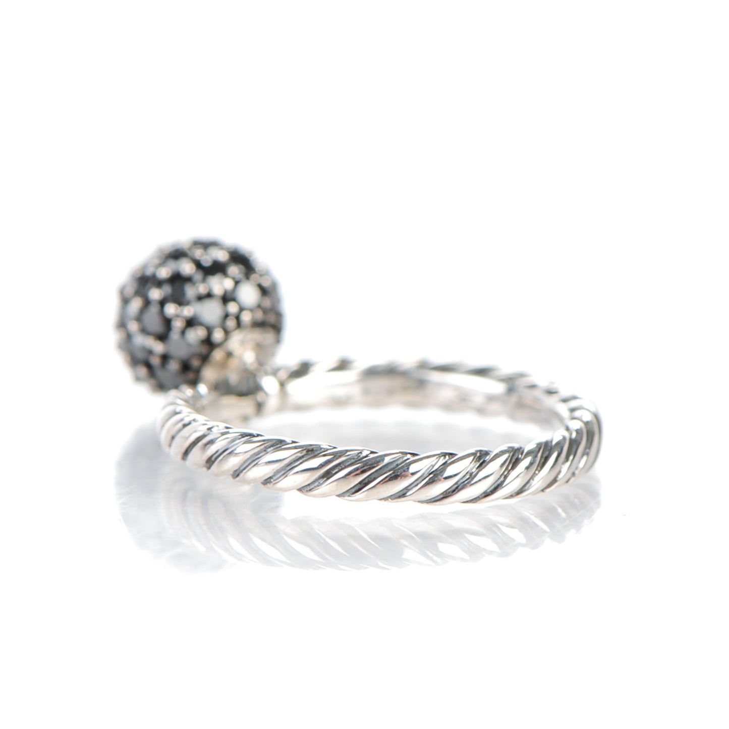 Sterling Silver Black Diamond 8mm Element Ball Ring 51.5 6