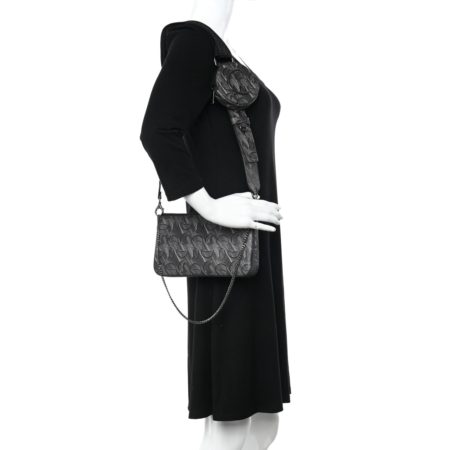 Christian Louboutin Toile Monogram Loubila Chain Hybrid Crossbody Black 2 of 15