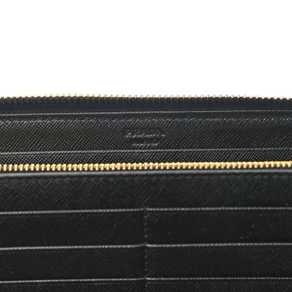 Prada Saffiano Metal Large Zip Around Travel Wallet Black 7 of 12