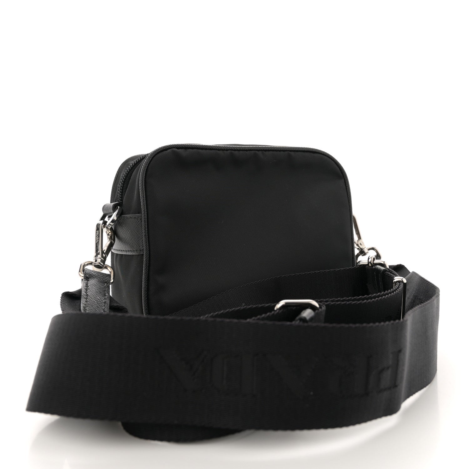 Prada Tessuto Saffiano Brique Crossbody Messenger Bag Black 3 of 9