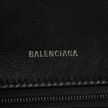 Balenciaga Shiny Calfskin Monochrome Crocodile Embossed Small Hourglass Top Handle Bag Black 6 of 10
