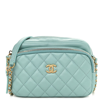 Chanel Calfskin Quilted Day Trips Camera Case Turquoise 1 of 11