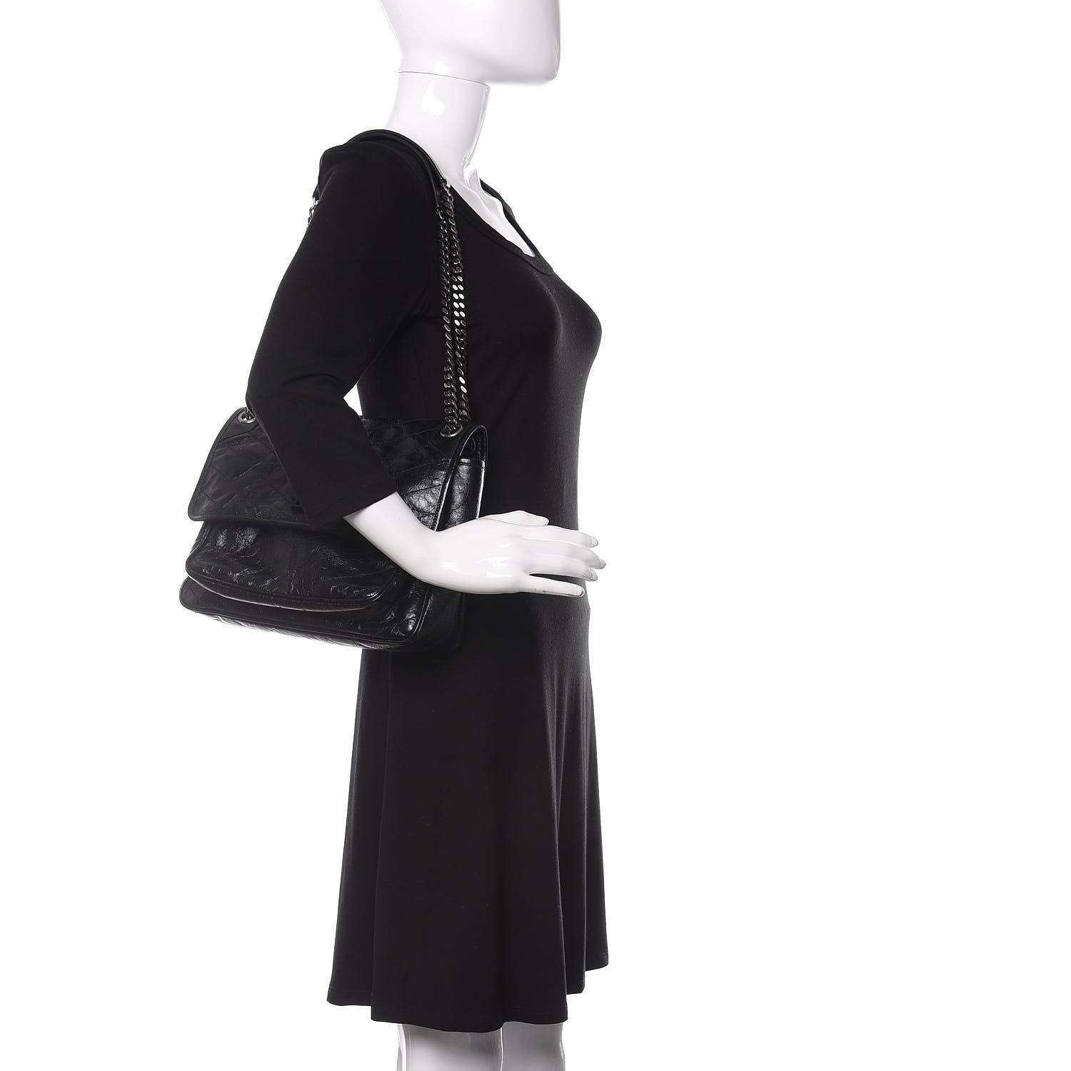 Saint Laurent Crinkled Calfskin Matelasse Monogram Medium Niki Chain Satchel Black 2 of 9