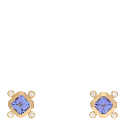 David Yurman 18K Yellow Gold Diamond Tanzanite Novella Stud Earrings 1 of 3
