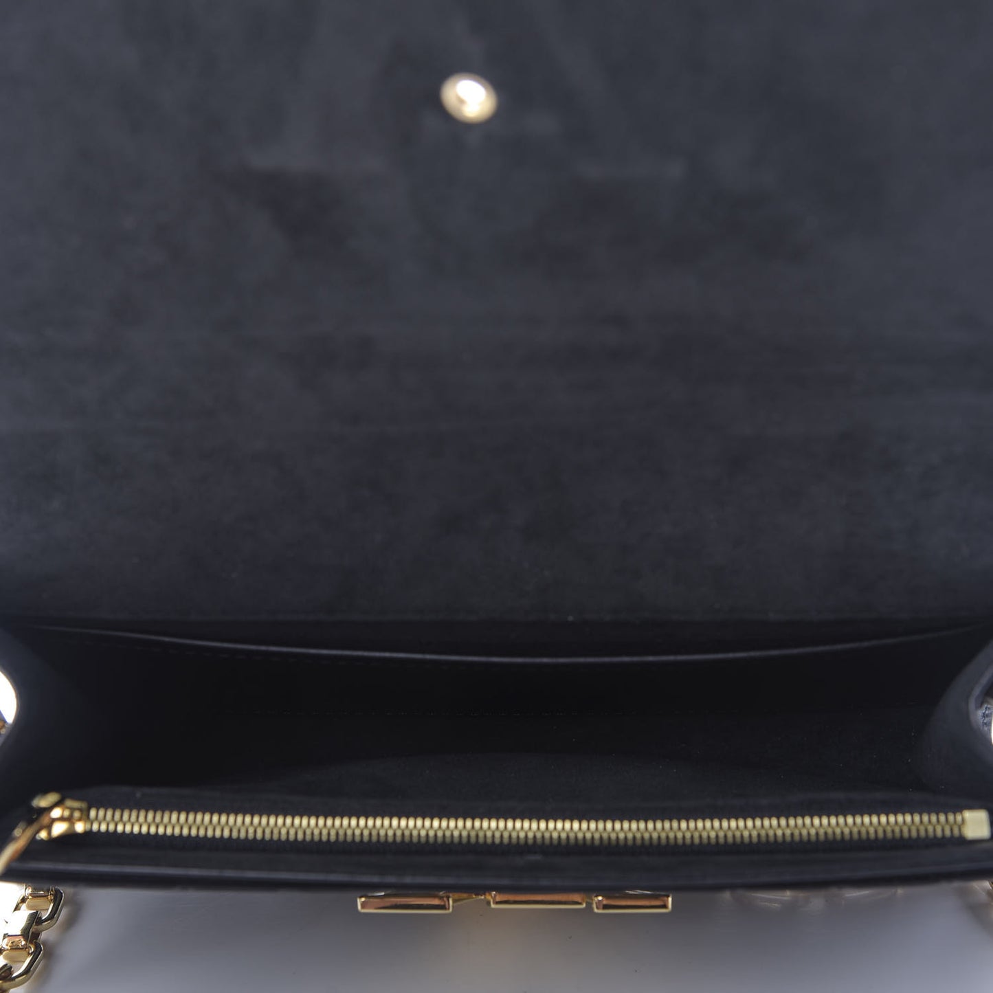 Calfskin Airy V Embossed Pochette Chain Louise GM Black