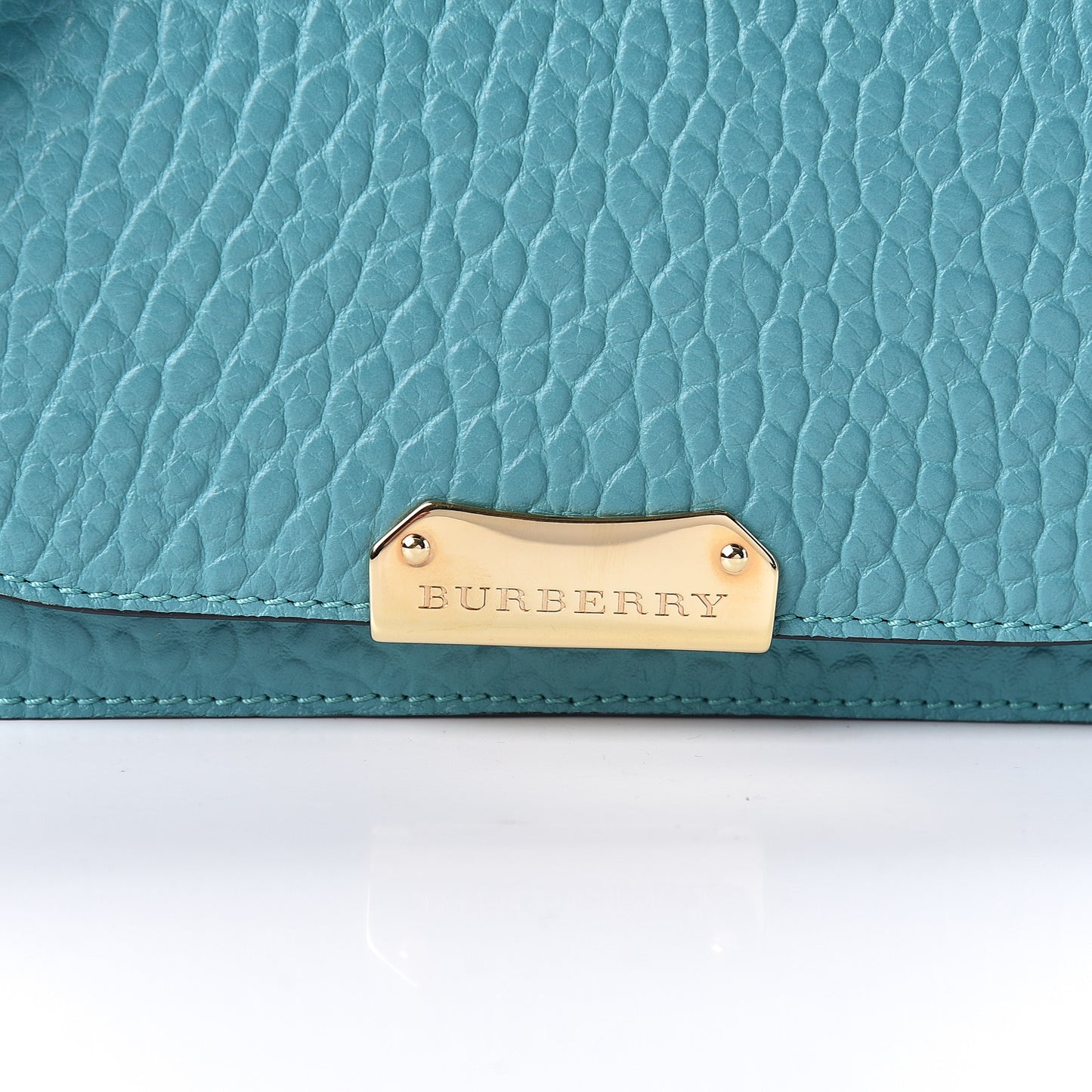 Signature Grain Small Madison Chain Clutch Aqua Green