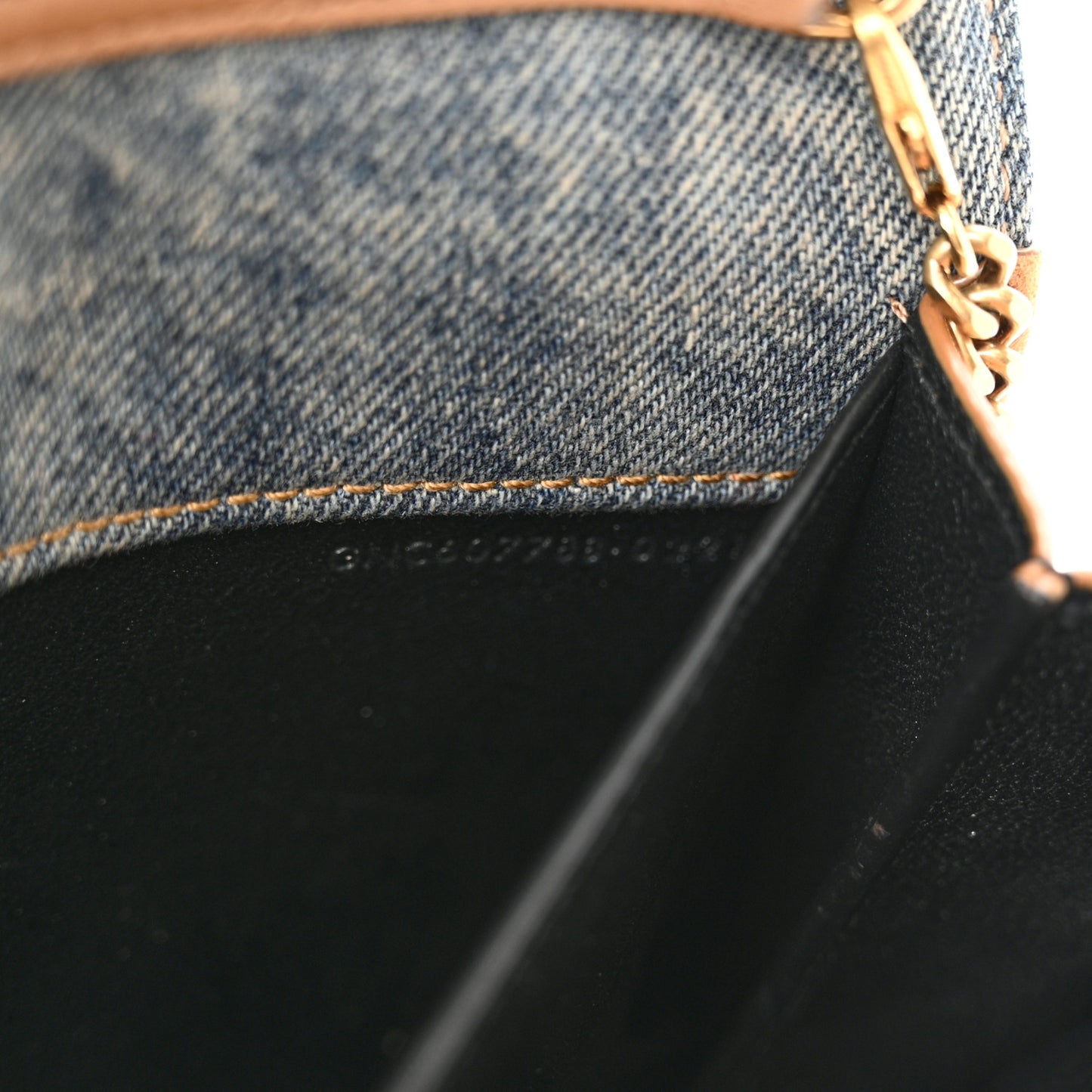 Denim Monogram Chain Wallet Rodeo Blue Cinnamon