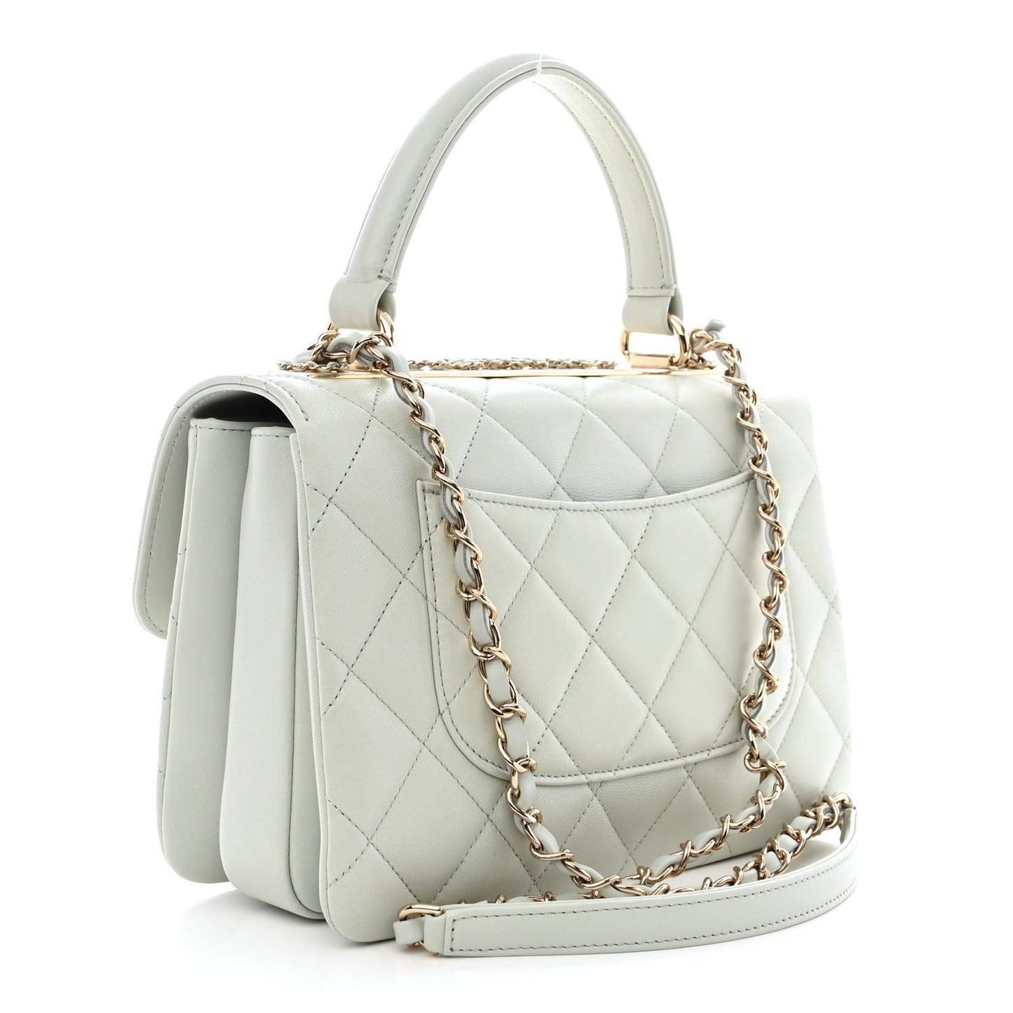 Lambskin Quilted Small Trendy Chain CC Flap Dual Handle Bag Light Blue