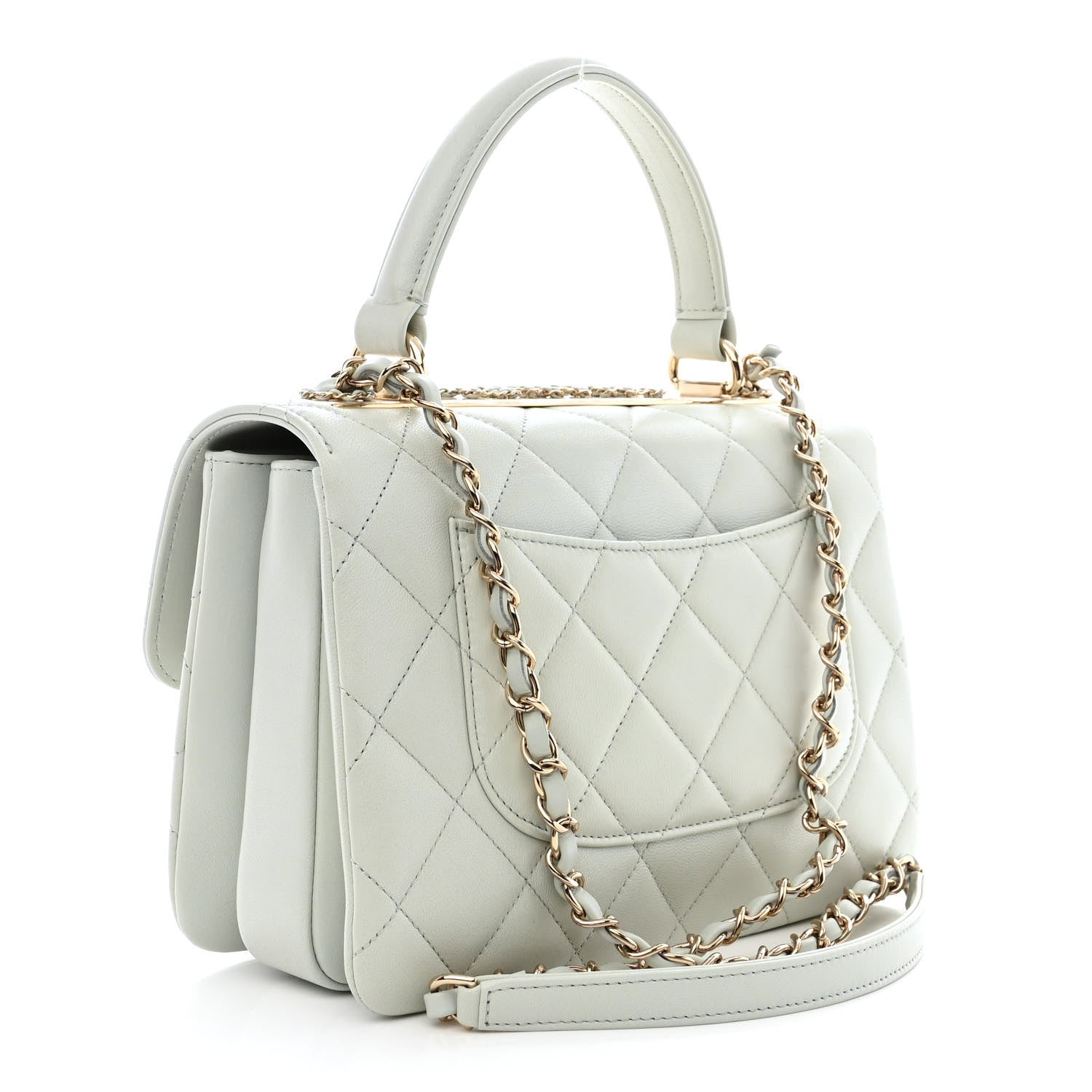 Chanel Lambskin Quilted Small Trendy Chain CC Flap Dual Handle Bag Light Blue 3 of 11