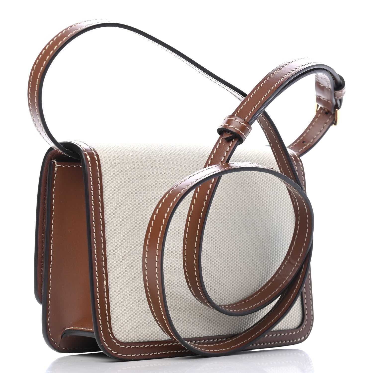 Burberry Canvas Calfskin Small TB Bag Natural 2 of 4