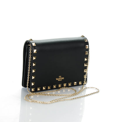 Valentino Garavani Calfskin Rockstud Wallet on Chain Black 5 of 8