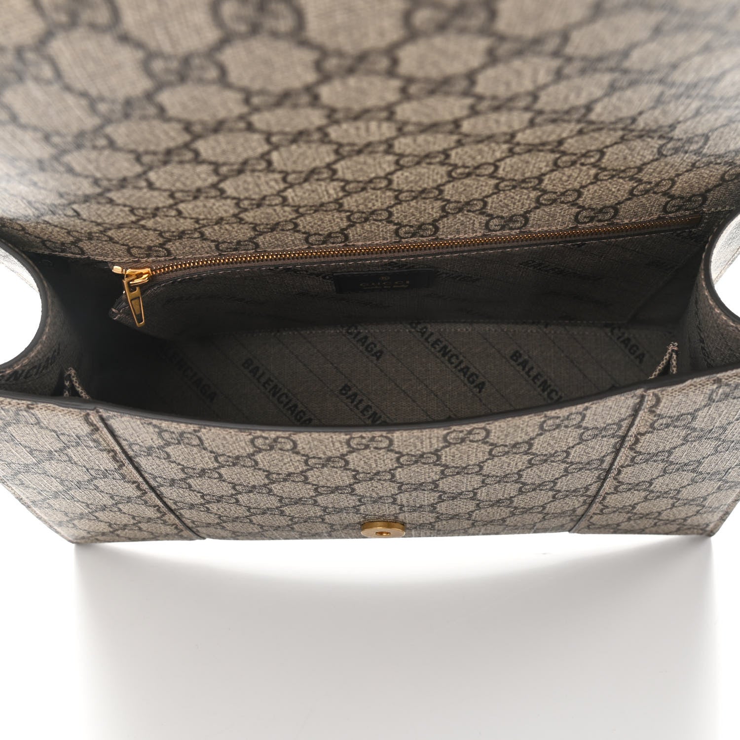 Balenciaga X GUCCI GG Supreme Monogram Medium Hourglass Top Handle Bag Beige Ebony 5 of 10