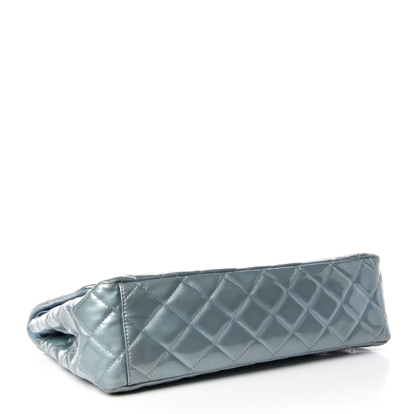 Patent Quilted Maxi Double Flap Light Blue