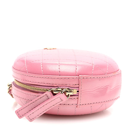 Chanel Iridescent Lambskin Quilted Round Clutch With Chain Pink 4 of 10