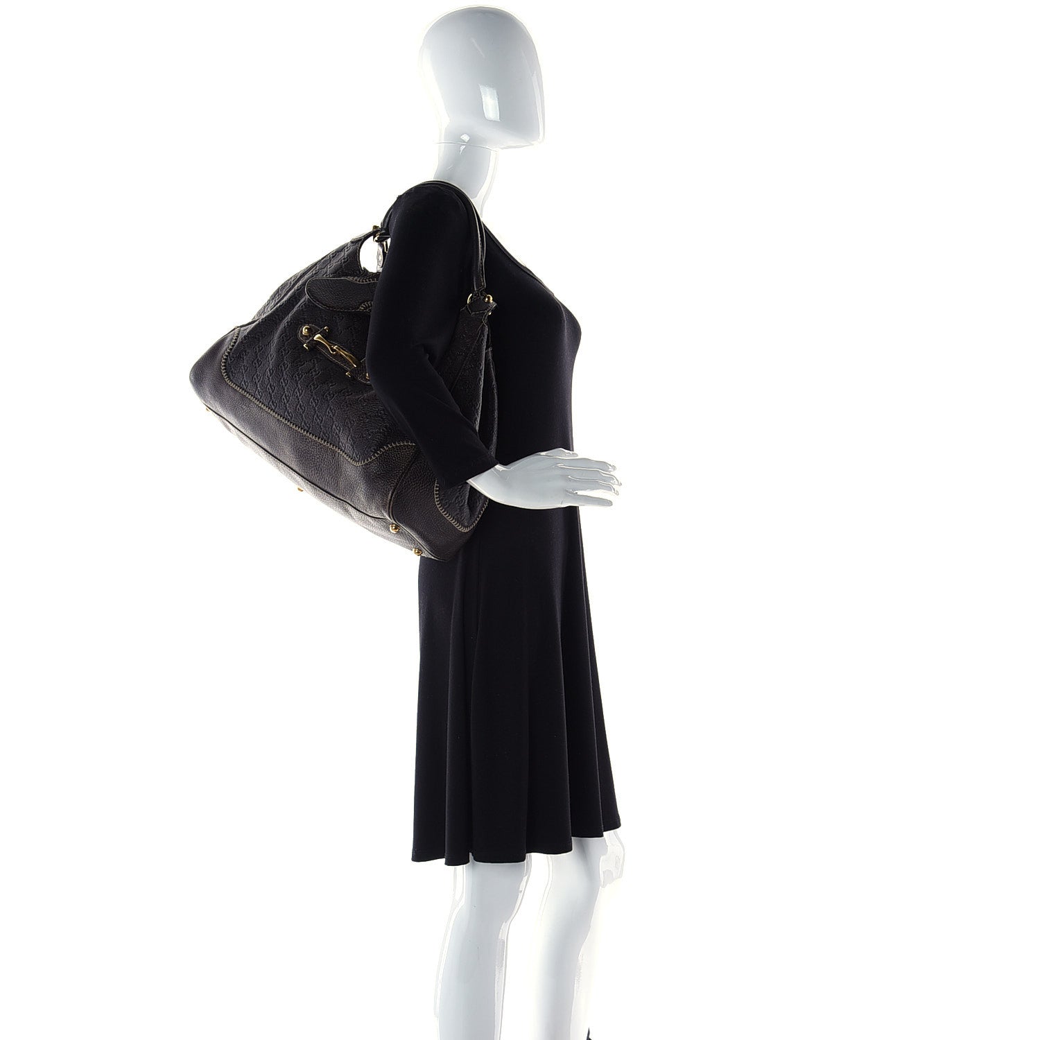 Gucci Guccissima Large New Pelham Shoulder Bag Dark Brown 3 of 15