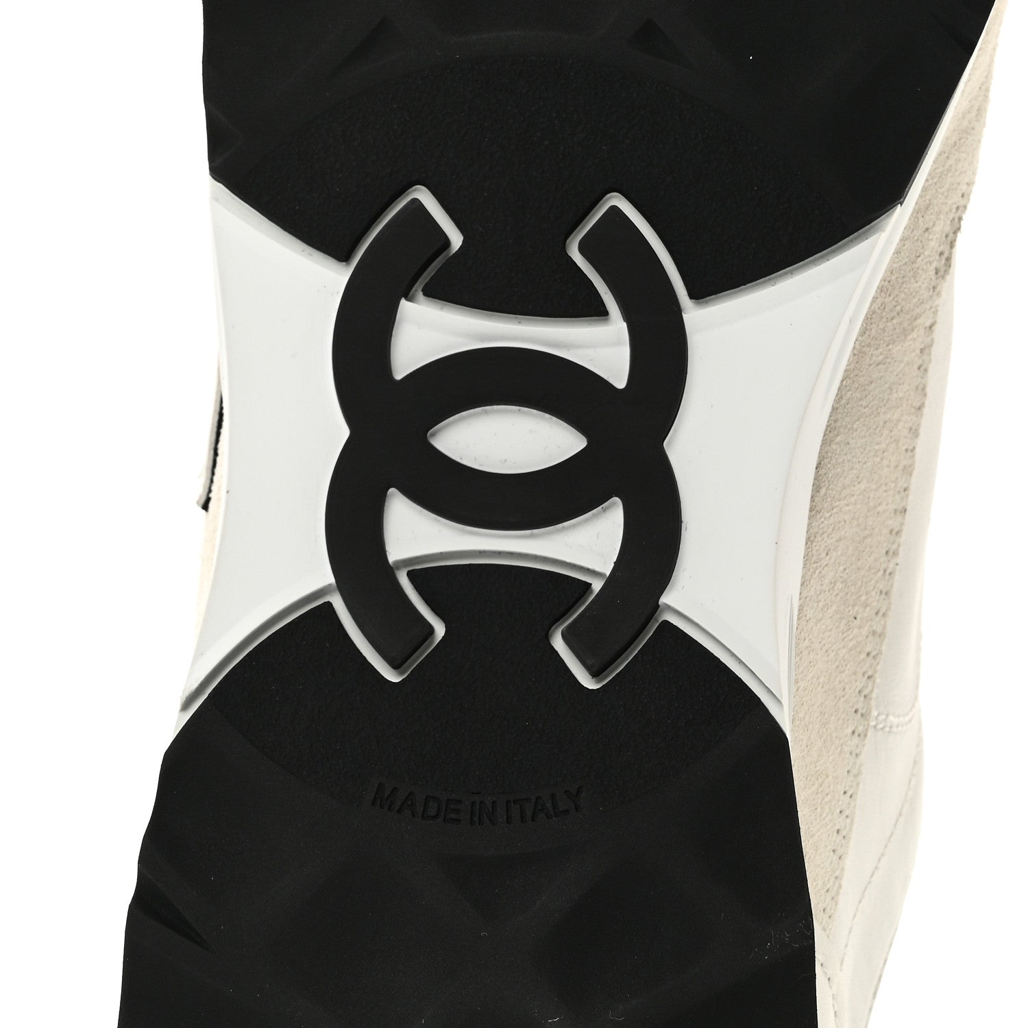 Chanel Calfskin Suede CC Mens Sneakers 43 White Beige Black 8 of 10