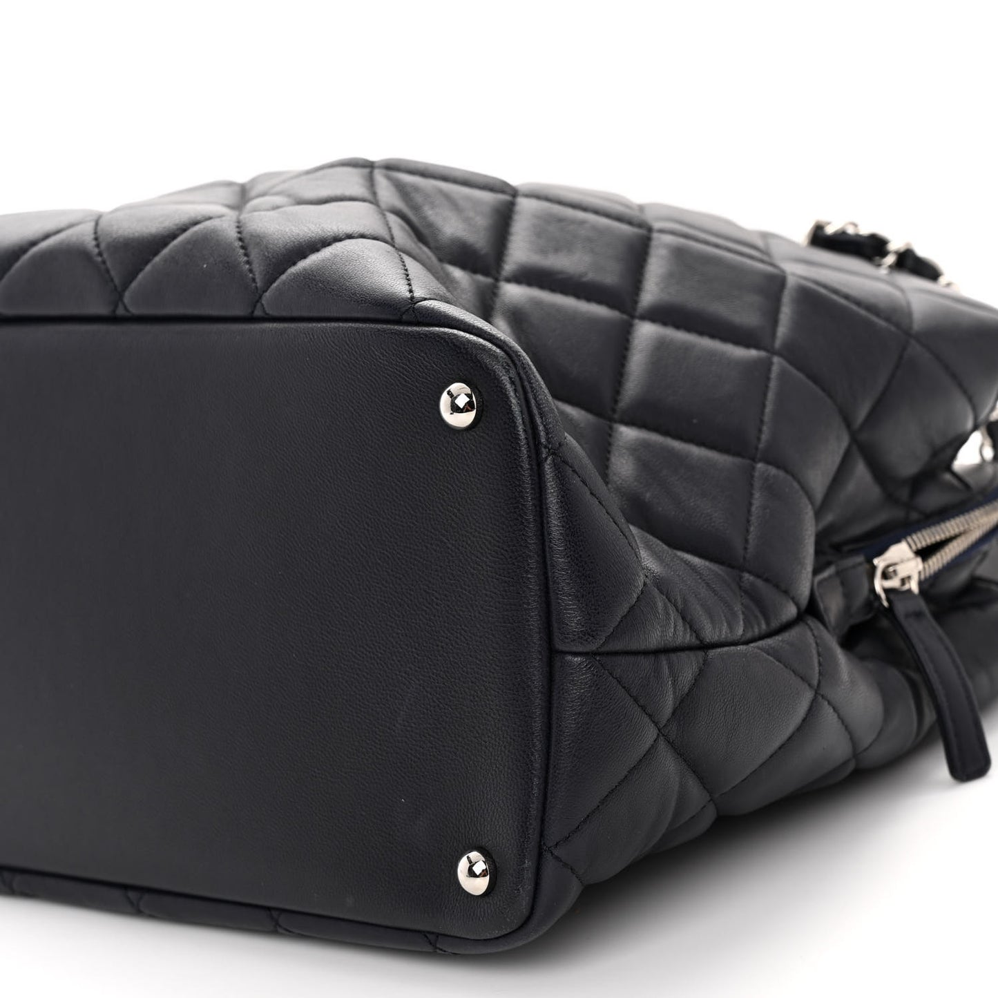 Lambskin Quilted Shoulder Bag Navy Blue