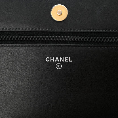 Chanel Aged Calfskin Quilted Gabrielle Wallet On Chain WOC White Black 6 of 14