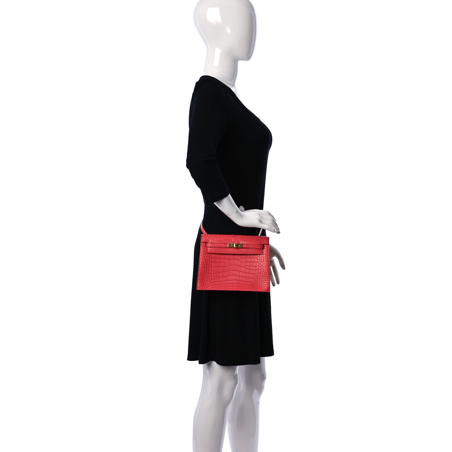Hermes Matte Alligator Kelly Danse II Belt Bag Bougainvillea 3 of 13
