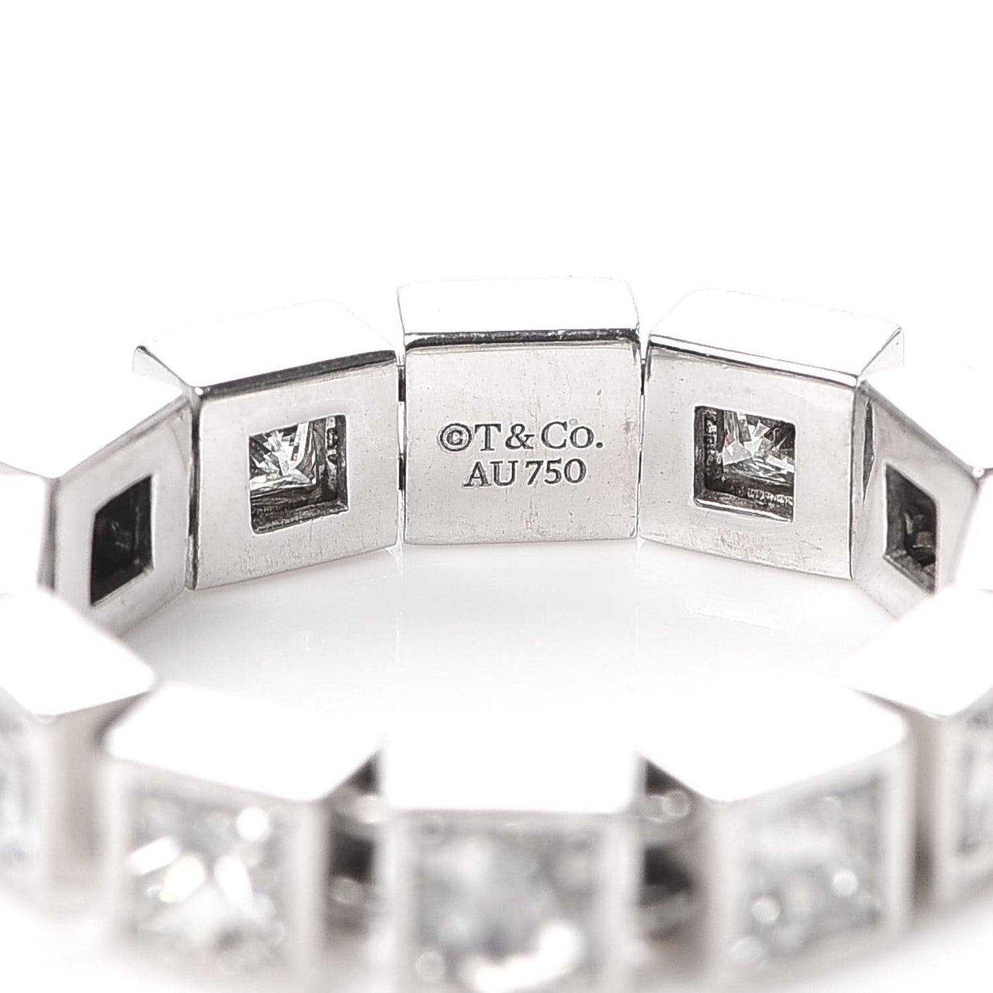 18K White Gold Diamond T Line Band Ring 49 4.75