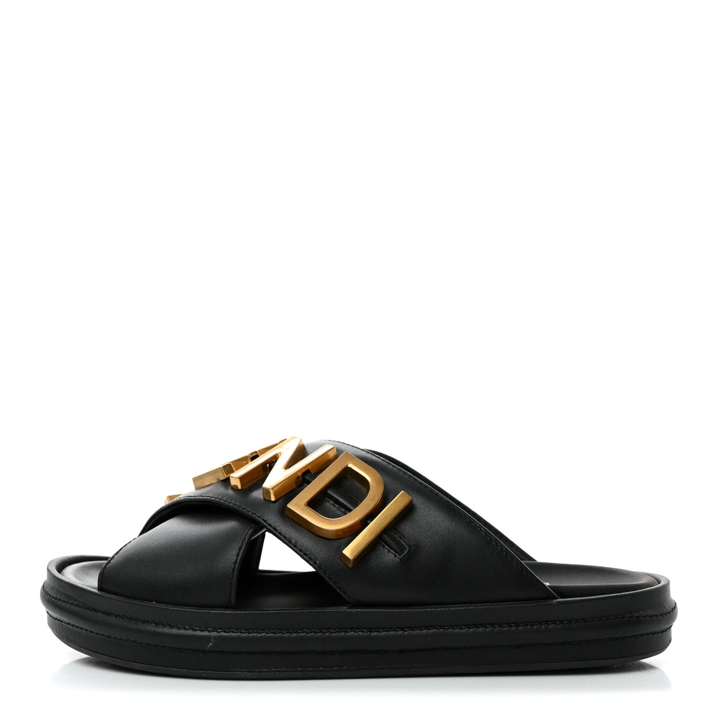 Vitello Womens Fendigraphy Slide Sandals 38.5 Black