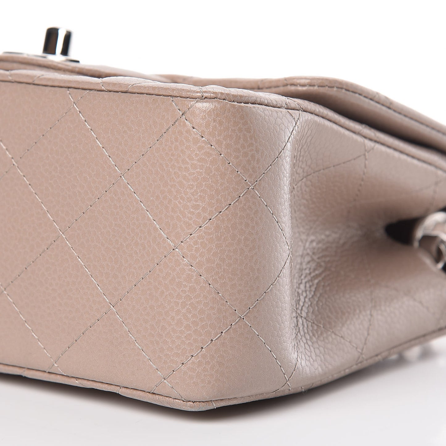 Caviar Quilted Mini Square Flap Taupe