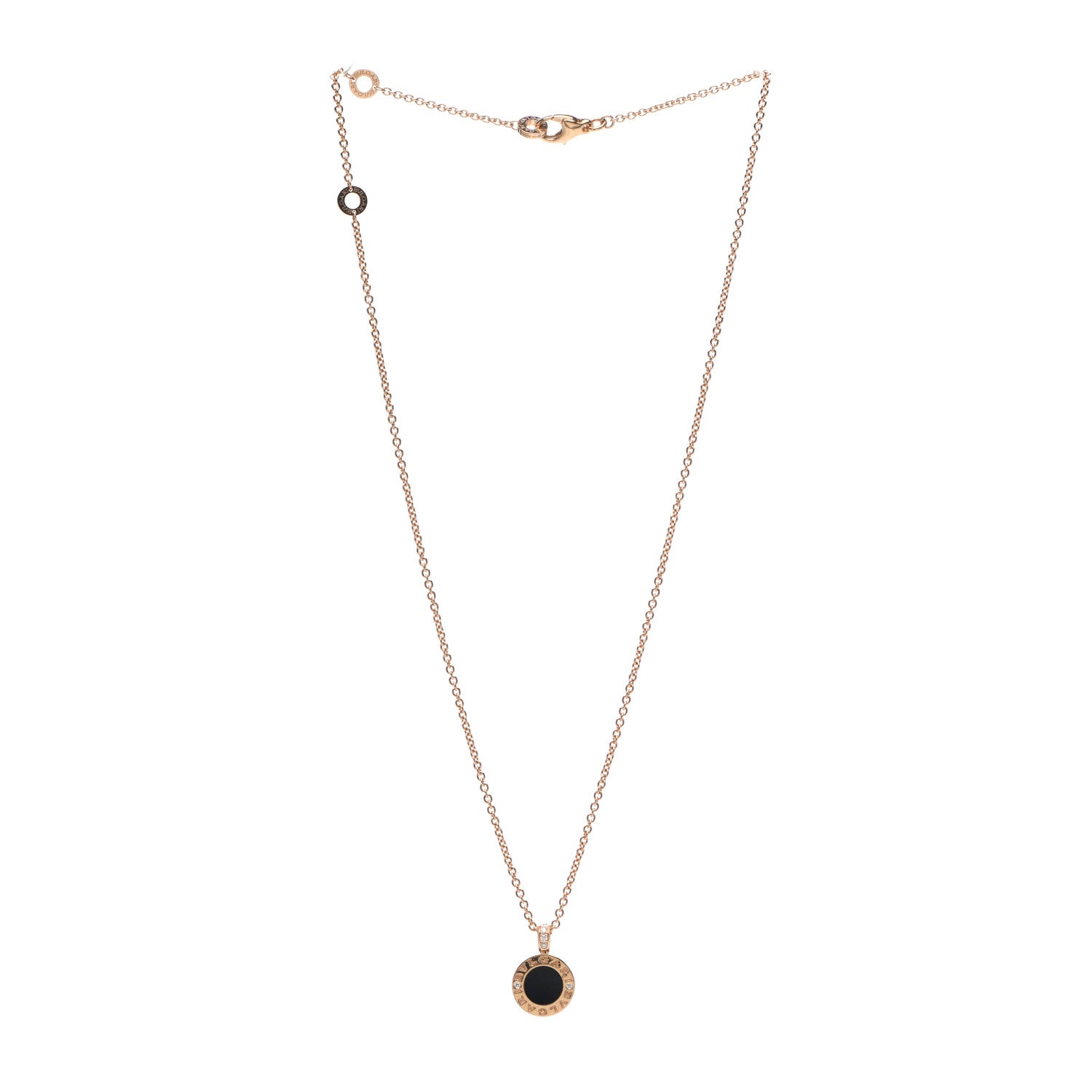 Bulgari 18K Rose Gold Diamond Black Onyx Mother of Pearl BVLGARI BVLGARI Pendant Necklace 3 of 8