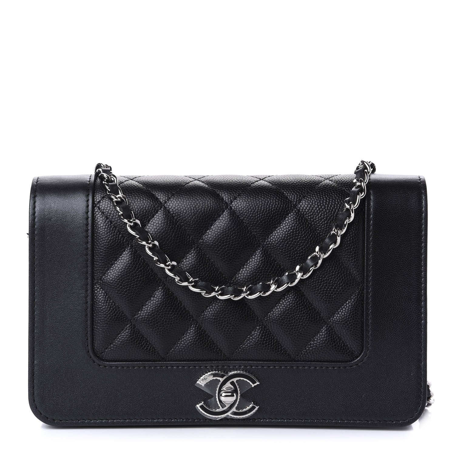 Chanel Caviar Quilted Vintage Mademoiselle Wallet On Chain WOC Black 1 of 12