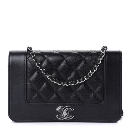 Chanel Caviar Quilted Vintage Mademoiselle Wallet On Chain WOC Black 1 of 12