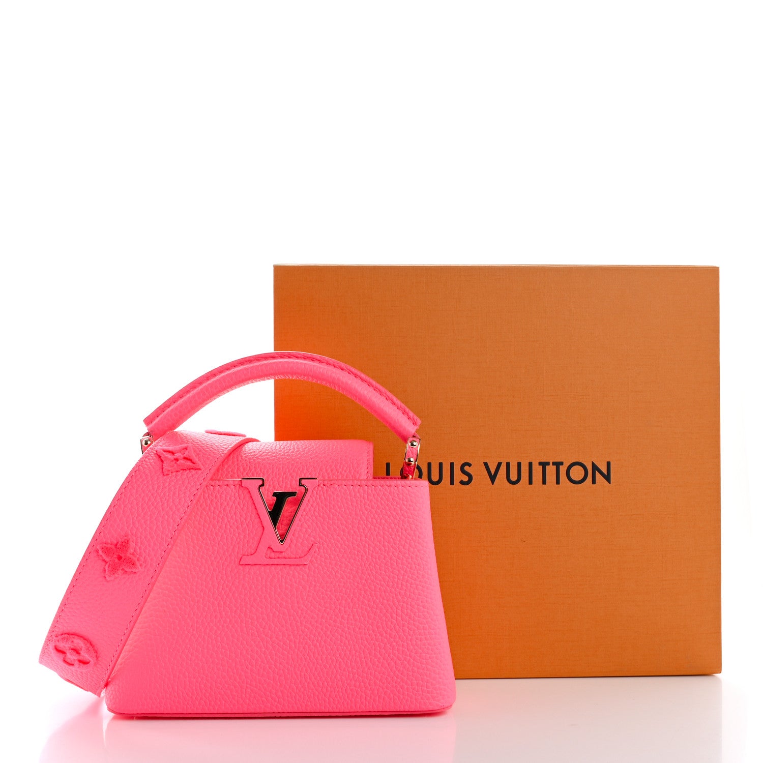 Louis Vuitton Taurillon Monogram Tuffetage Capucines Mini Fluo Pink 12 of 12