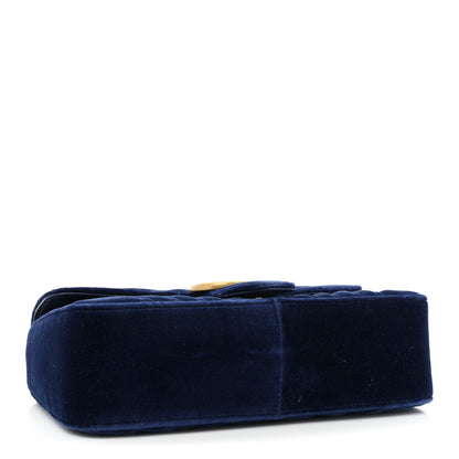 Gucci Velvet Matelasse Small GG Marmont Shoulder Bag Cobalt Blue 4 of 10