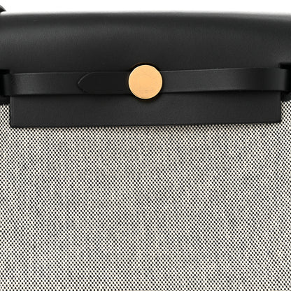 Hermes Military Toile Vache Hunter Herbag Zip Retourne 20 Ecru Black 8 of 11