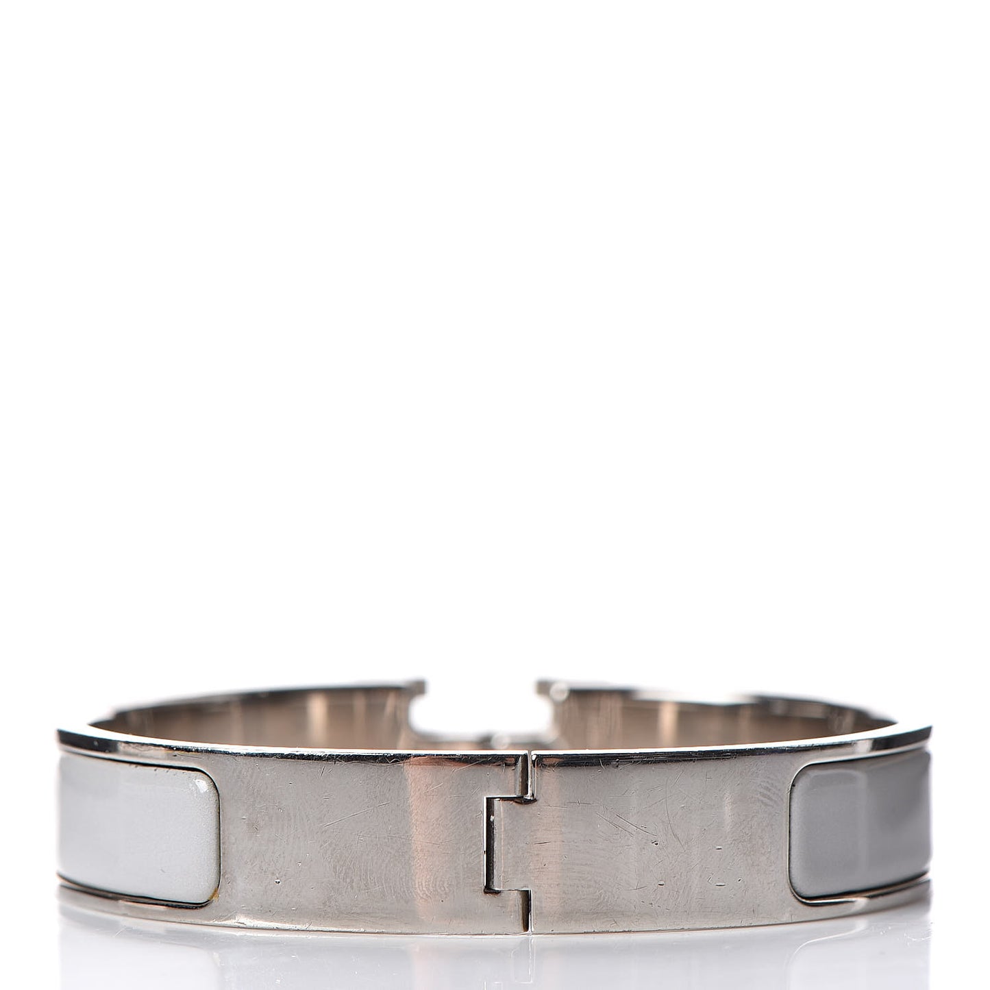 Enamel Narrow Clic Clac H Bracelet PM Blanc Gris Clair