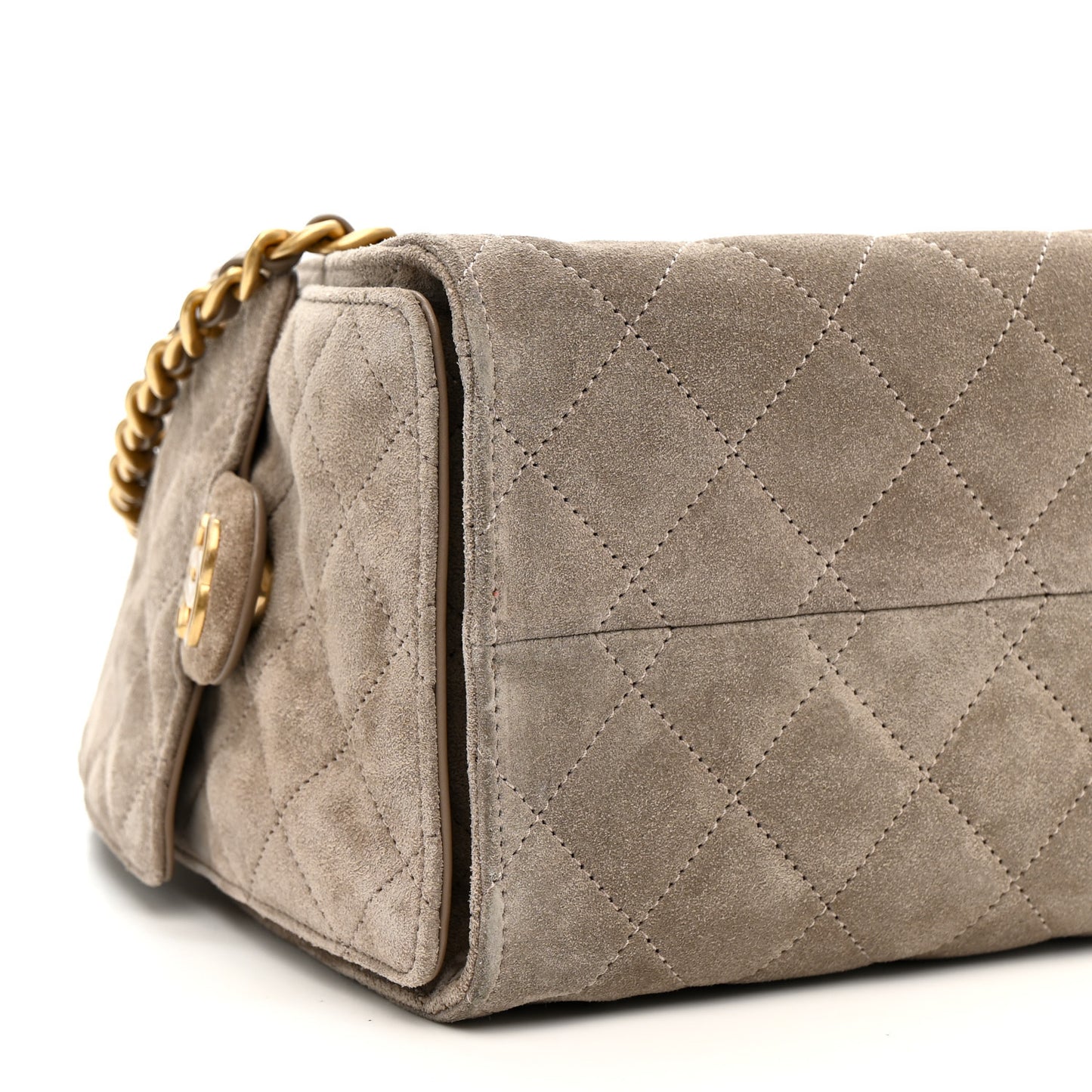 Suede Quilted Small Chanel 25 Handbag Dark Grey