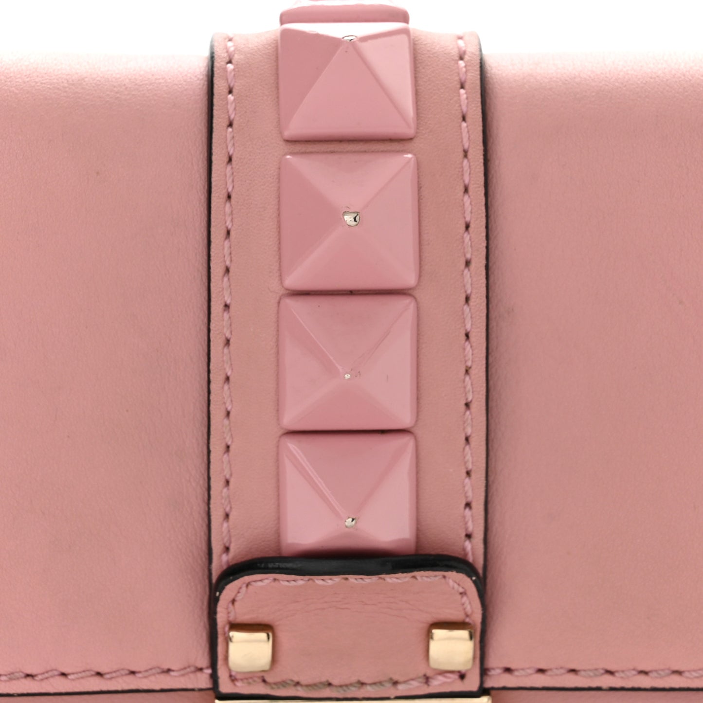 Vitello Enamel Small Glam Lock Rockstud Flap Water Rose