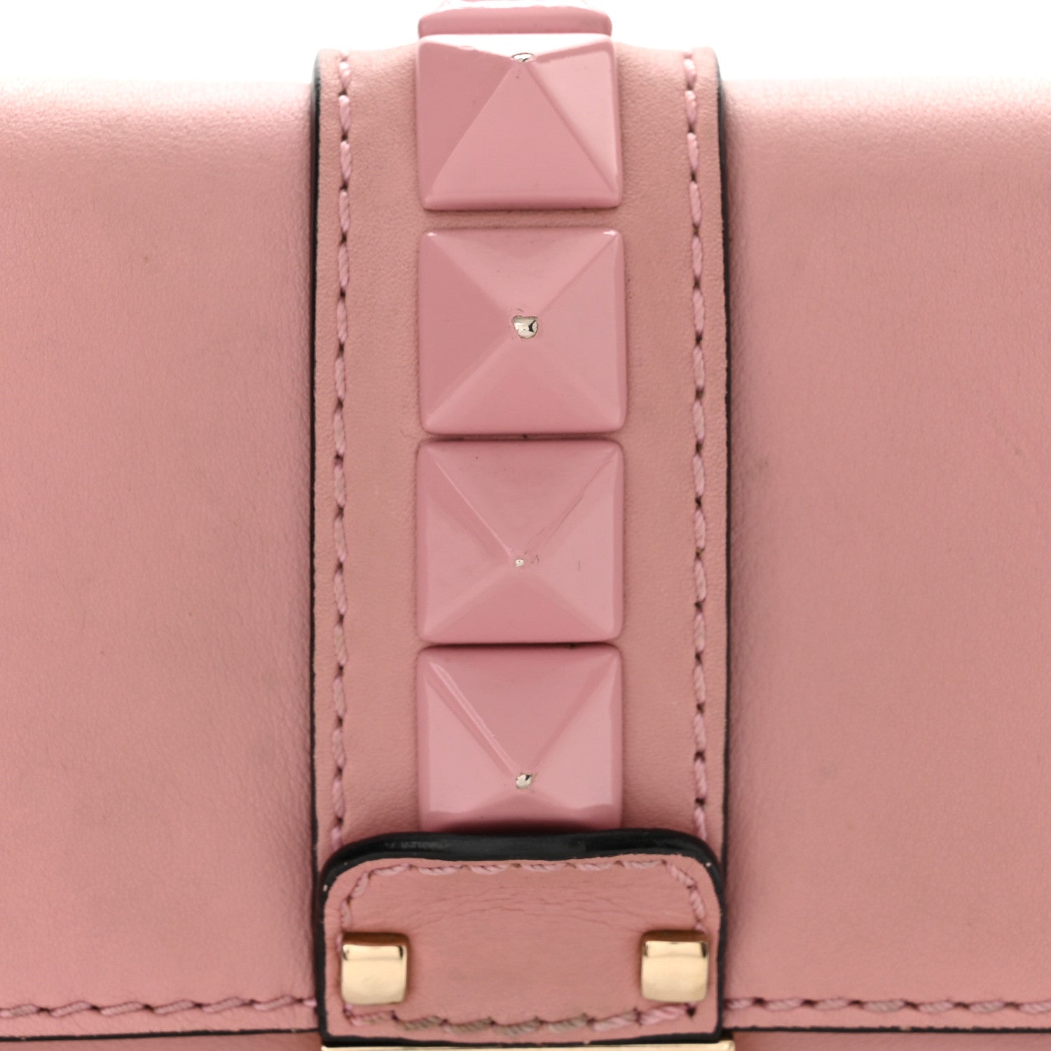 Valentino Garavani Vitello Enamel Small Glam Lock Rockstud Flap Water Rose 11 of 11