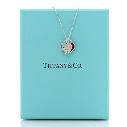 Tiffany Sterling Silver Enamel Return to Tiffany Double Heart Tag Pendant Necklace Red 5 of 5
