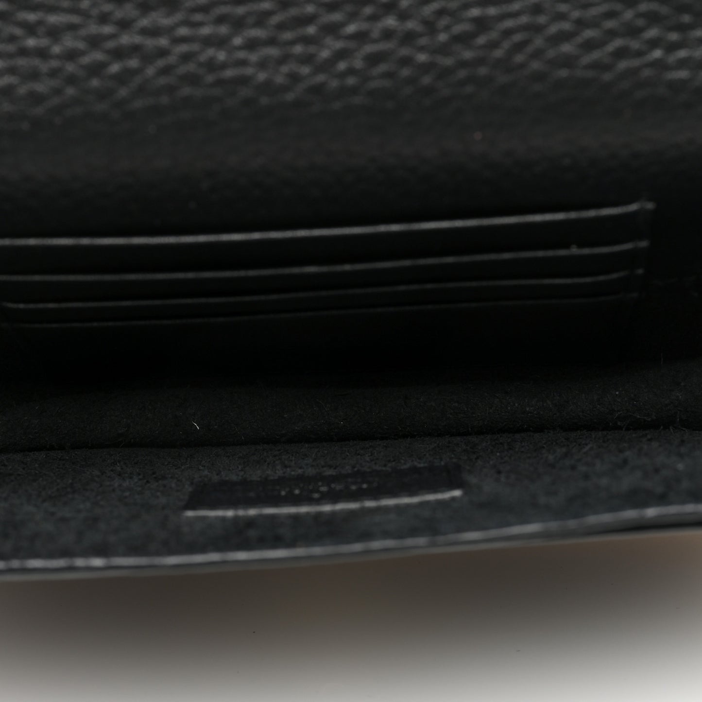 Pebbled Calfskin Rockstud Envelope Wallet on Chain Black