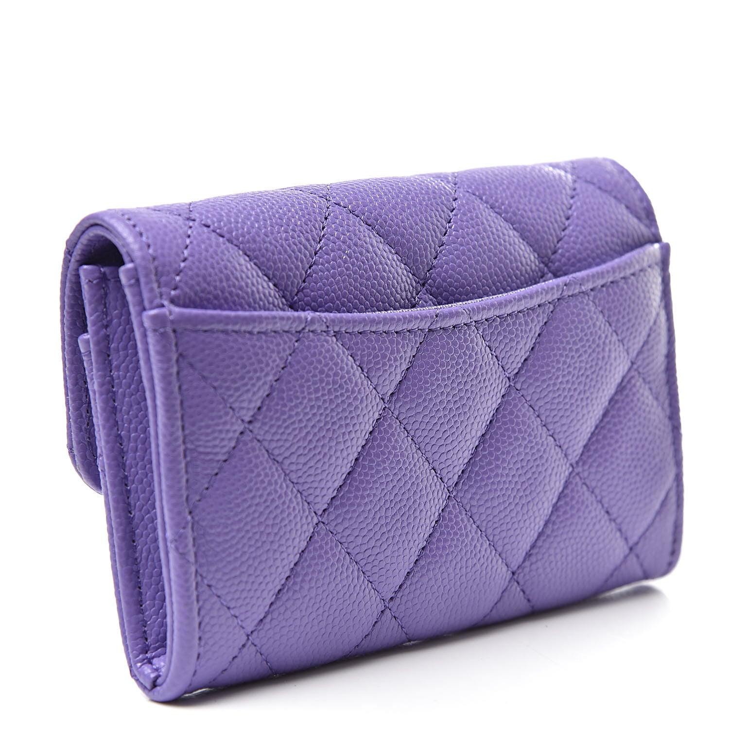 Chanel Caviar Quilted Flap Card Holder Wallet Purple 3 of 9