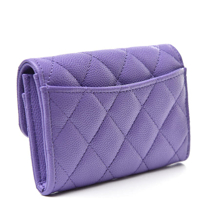 Chanel Caviar Quilted Flap Card Holder Wallet Purple 3 of 9