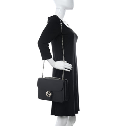 Gucci Dollar Calfskin Interlocking G Shoulder Bag Black 2 of 9